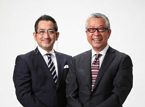 小林佳雄会長・CEO（右）と、加治幸夫社長・COO