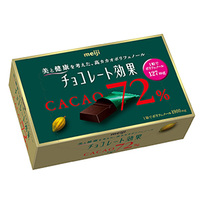 産官学共同の実証研究に使用された「チョコレート効果カカオ72％」