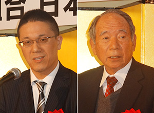 （左）服部嘉博経産省課長補佐（右）飯島延浩パン工業会会長