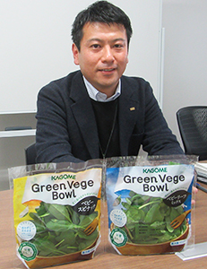 村瀬賢祐氏と新発売の「Green Vege Bowl」（ベビーリーフ）シリーズ